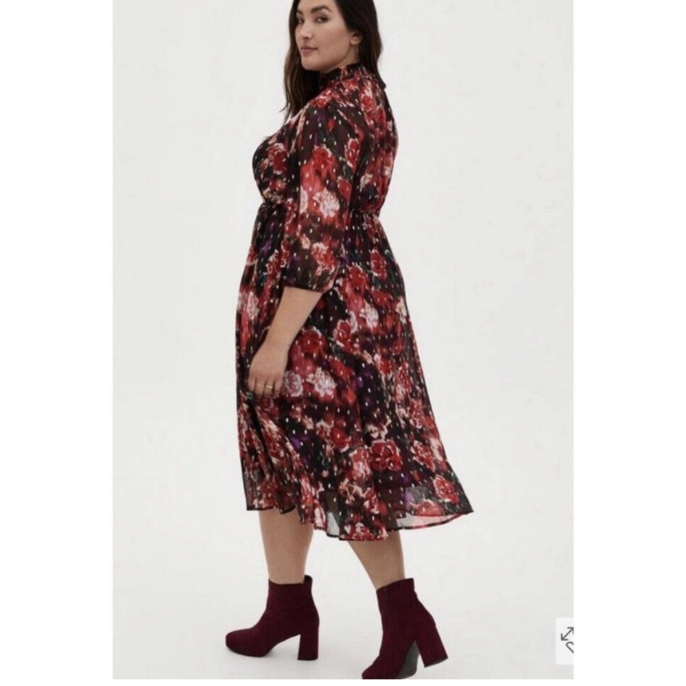 Torrid Red Maxi Dress with Floral Design